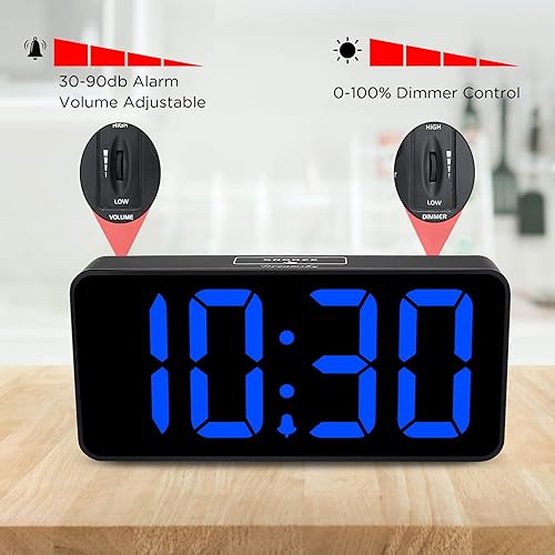 Miniatura 4 de DreamSky Reloj despertador digital grande con números grandes para personas mayores y personas con discapacidad visual, relojes eléctricos de 9