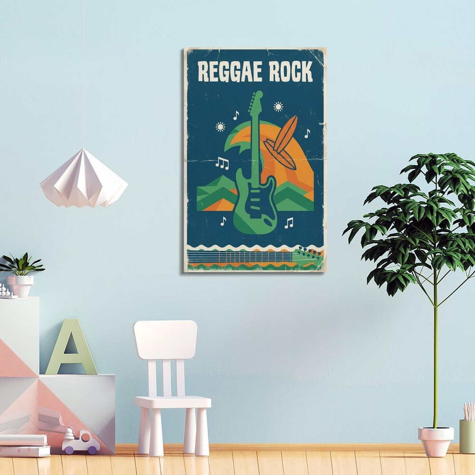 XKUGA Poster con stampa su tela con spiaggia tropicale, estate, surf, reggae, rock, moderna, decorativa, ideale per famiglia, grotta degli uomini, sala giochi, camera da letto di ragazzi e ragazze, 50
