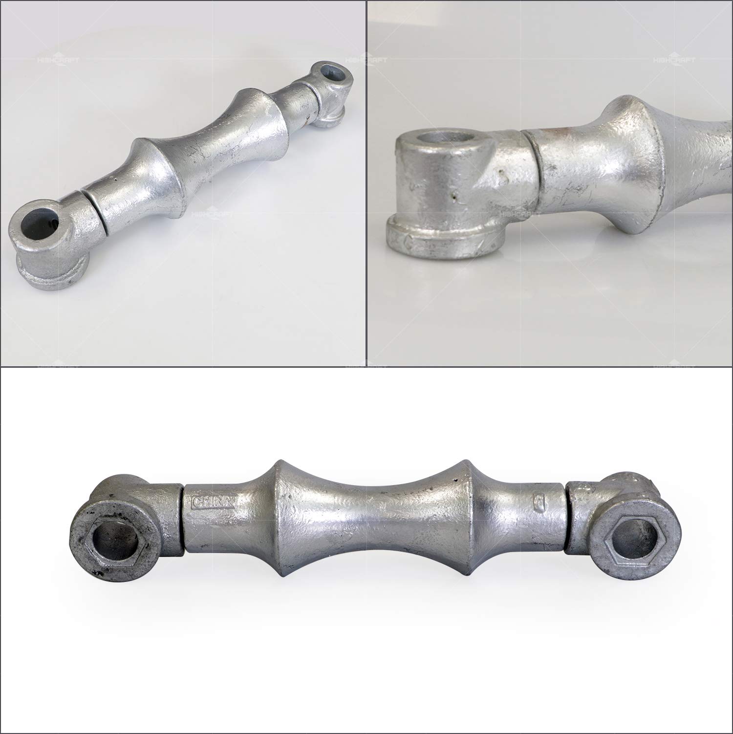 Highcraft ISTB-IE10-5 - Rullo per tubi a doppia asta con presa in acciaio zincato a caldo, 10 ", confezione da 5, colore: Cromo