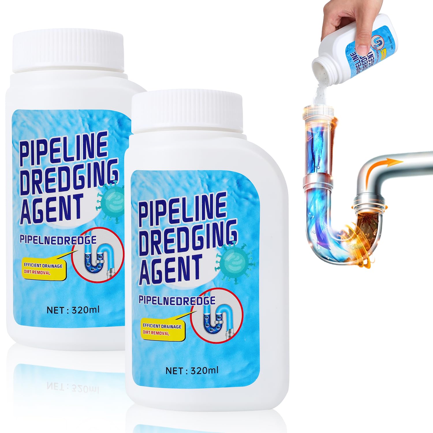 Photo 1 of **ONLY 1**Powerful  Dredging Agent,Pipeline Dredging Agent,Powerful Quick Cleaning Drain,Kitchen Sink Drains and Pipe Cleaner,for Kitchen Bathroom Toilet (2Pcs)