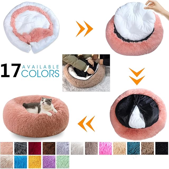 Foto 6 de 7 de KZhanmy Cama de Perros Gatos Grande Pequeño,Cama de Mascotas Calentito Mullida Felpa Cojin Redonda…