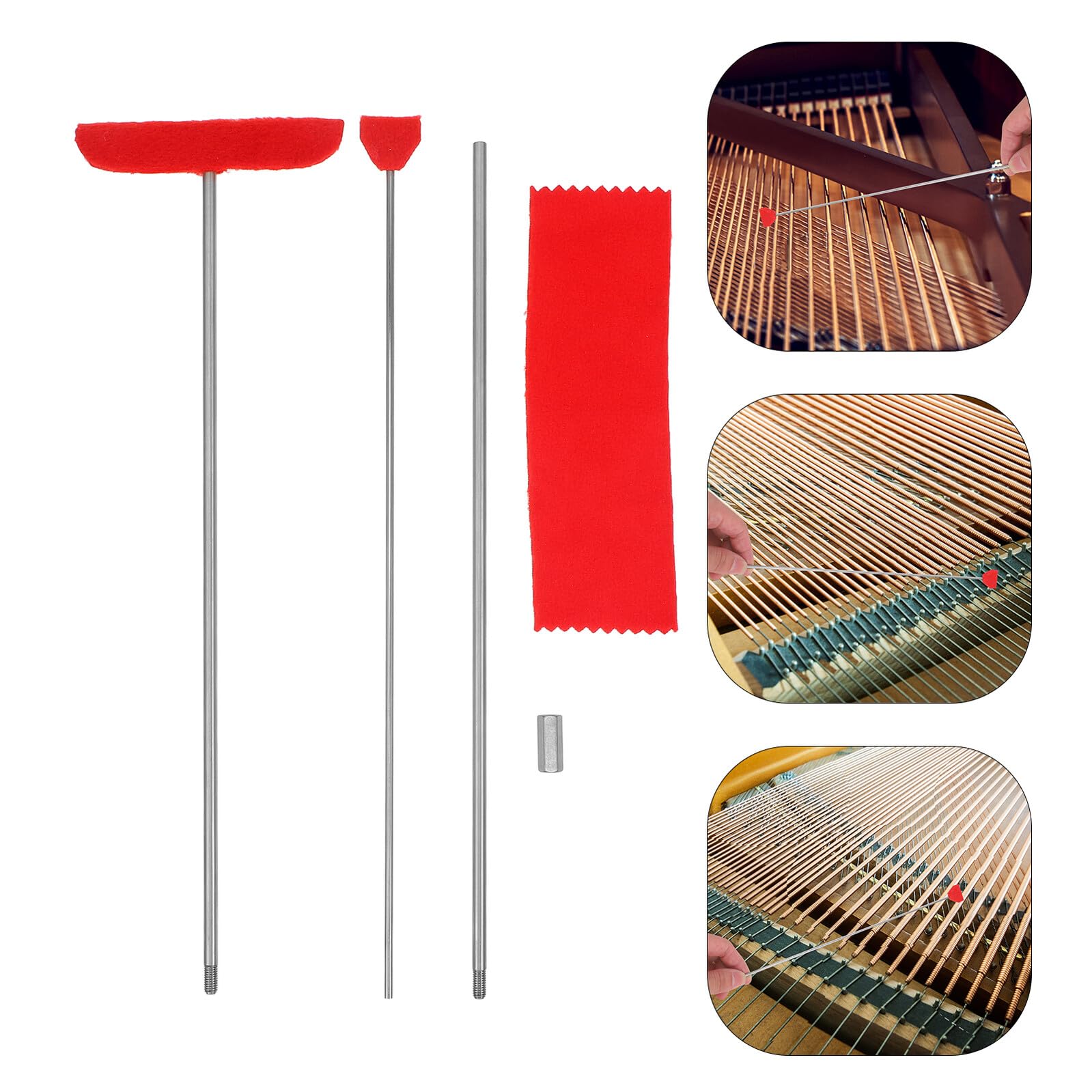 Alipis Set Strumenti per Pulizia Pianoforte Pala Grande e Piccola e Asta di Prolunga, Accessori per Tavola Armonica, Kit Detergente Portatile per Manutenzione Pianoforte Facile