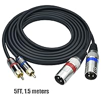 Vista 2 de Adaptador de cable doble RCA macho a doble XLR macho, cable de enchufe de teléfono L/R RCA a XLR desequilibrado de 5 pies, cable de salida de cinta