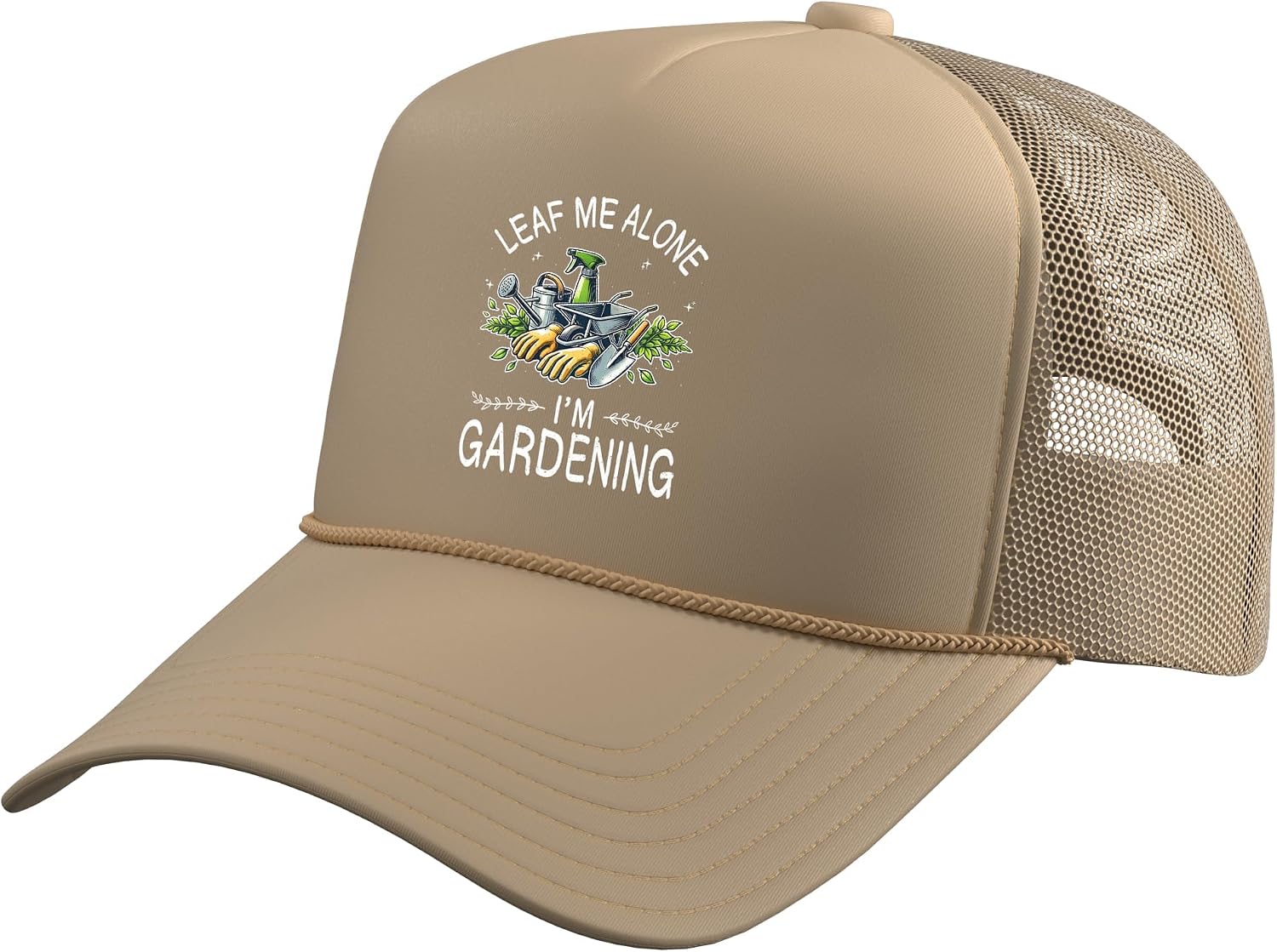 Gardening Pun Plant Tools Backyard Leaves Garden Gardener Trucker Hat with Adjustable Mesh Back