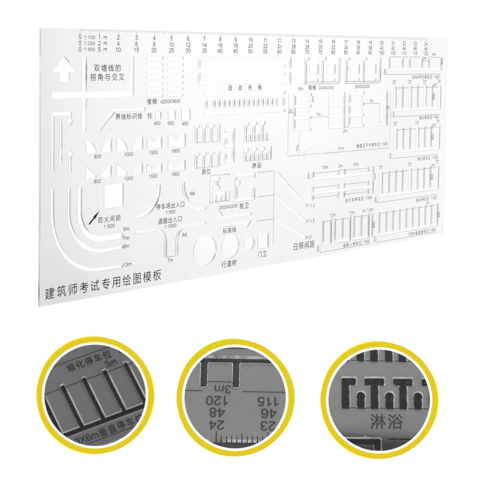 SHINEOFI 5 Pz righello per disegno architettonico metrico piazza degli ingegneri di grandi dimensioni stencil righello della scala dell'architetto stampini geometrici plastica Transparent