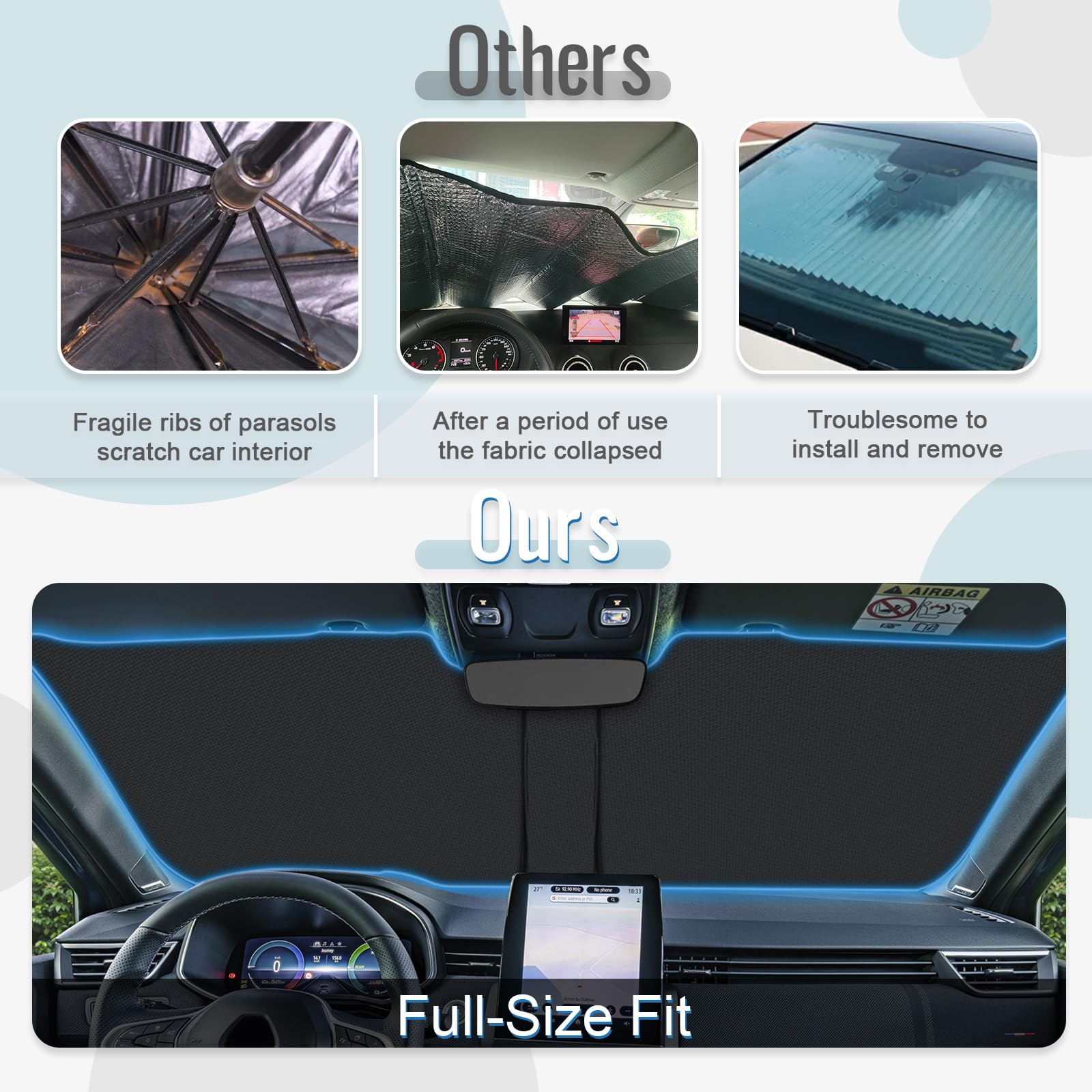 [Mise à Niveau] CDEFG Compatible avec Renault Clio 5 V 2020-2025 2026 Protection Solaire Pare-Soleil Avant Parasol Pare-Soleil Avant Pare-Brise Voiture Pare-Soleil Accessoires