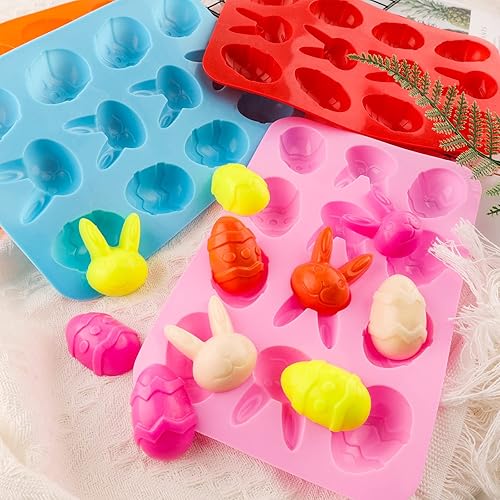Miniatura 4 de Moldes de silicona para huevos de Pascua para chocolate, 4 paquetes de moldes en forma de huevo, molde para hornear, molde de resina, molde de