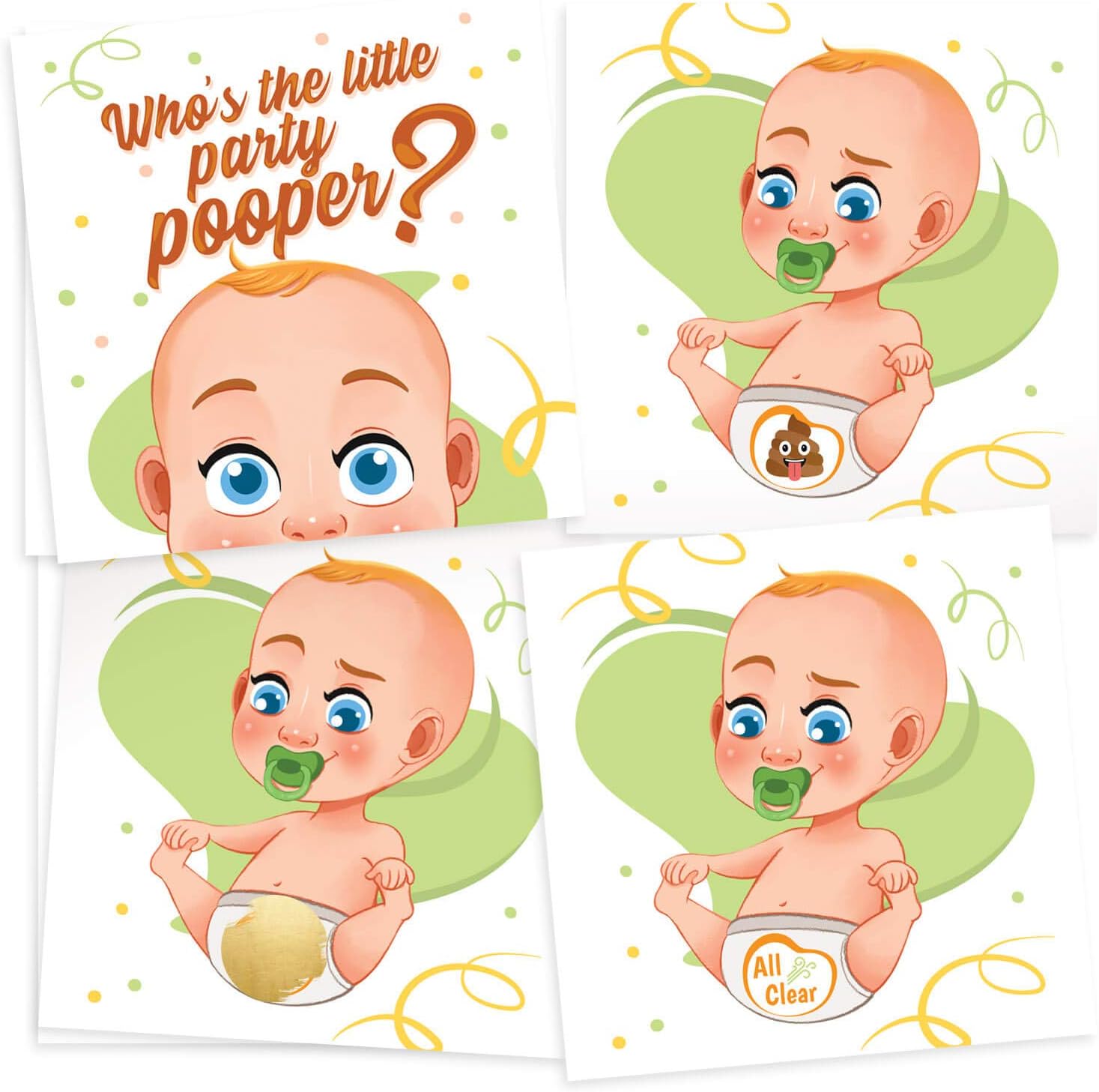 33 Funny Baby Shower Games – Diaper Raffle Tickets Emoji Scratch Off Lottery Card Game – Great for Boy & Girl Baby Shower Decorations & Supplies
