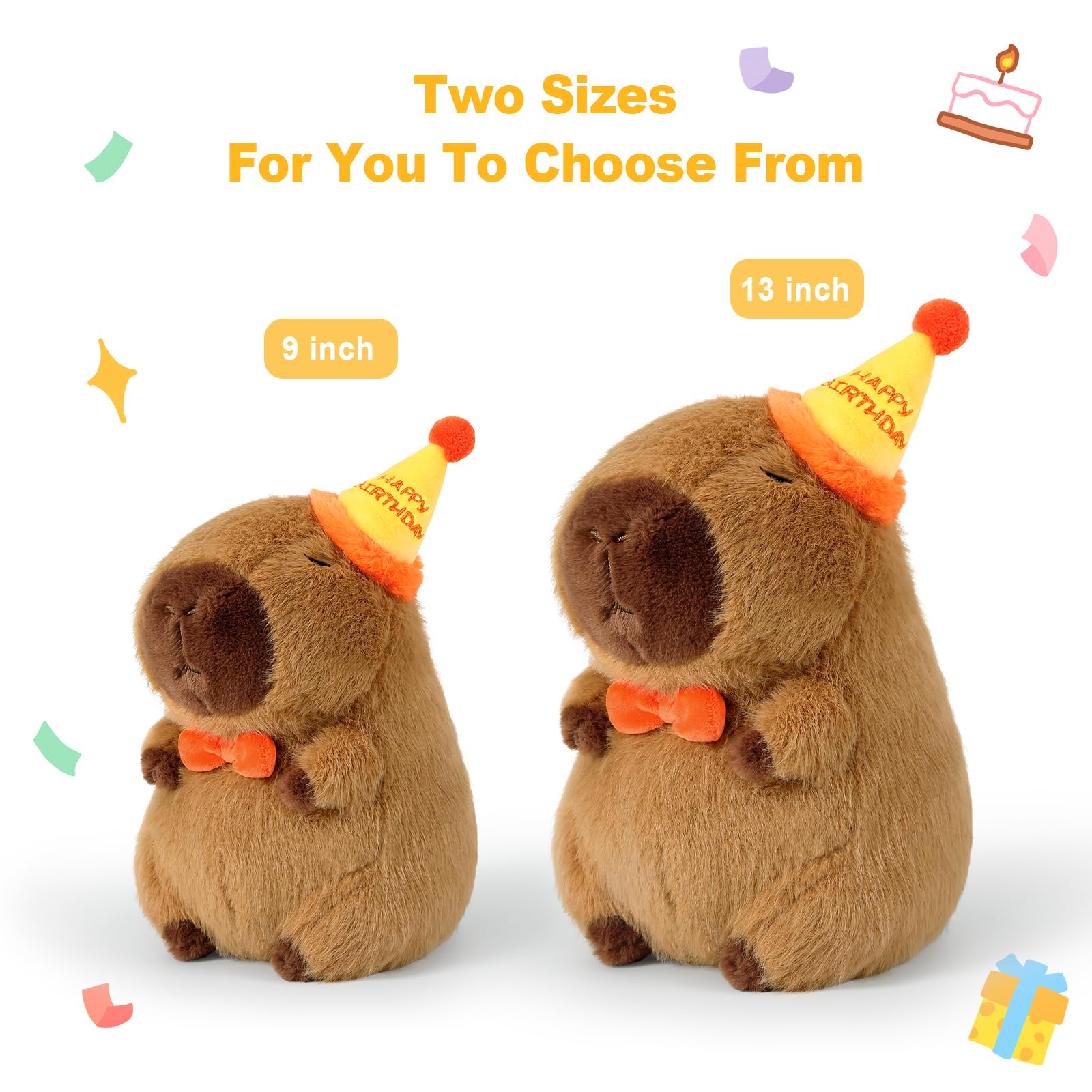 Ditucu Cute Capybara Plush with Hamburger Backpack Soft Capibara Stuffed Animal Plushies Toys Hugging Gifts for Kids Brown 9 inch: Birthday Capybara 9 inch