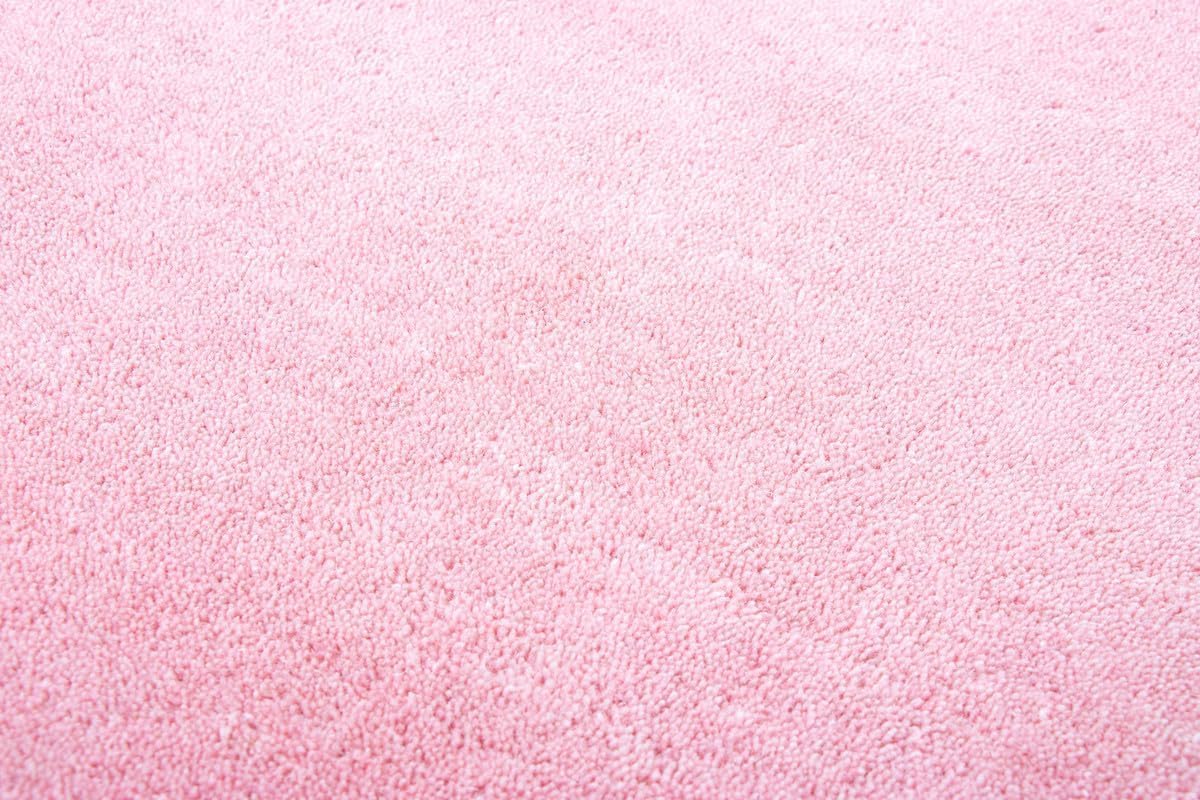 Light Pink Scalloped Edge Area Rug, Modern Solid Living Room Carpet 9' x 12' Rectangular, Soft Non Shedding Extra Large Indoor Rug Easy Care