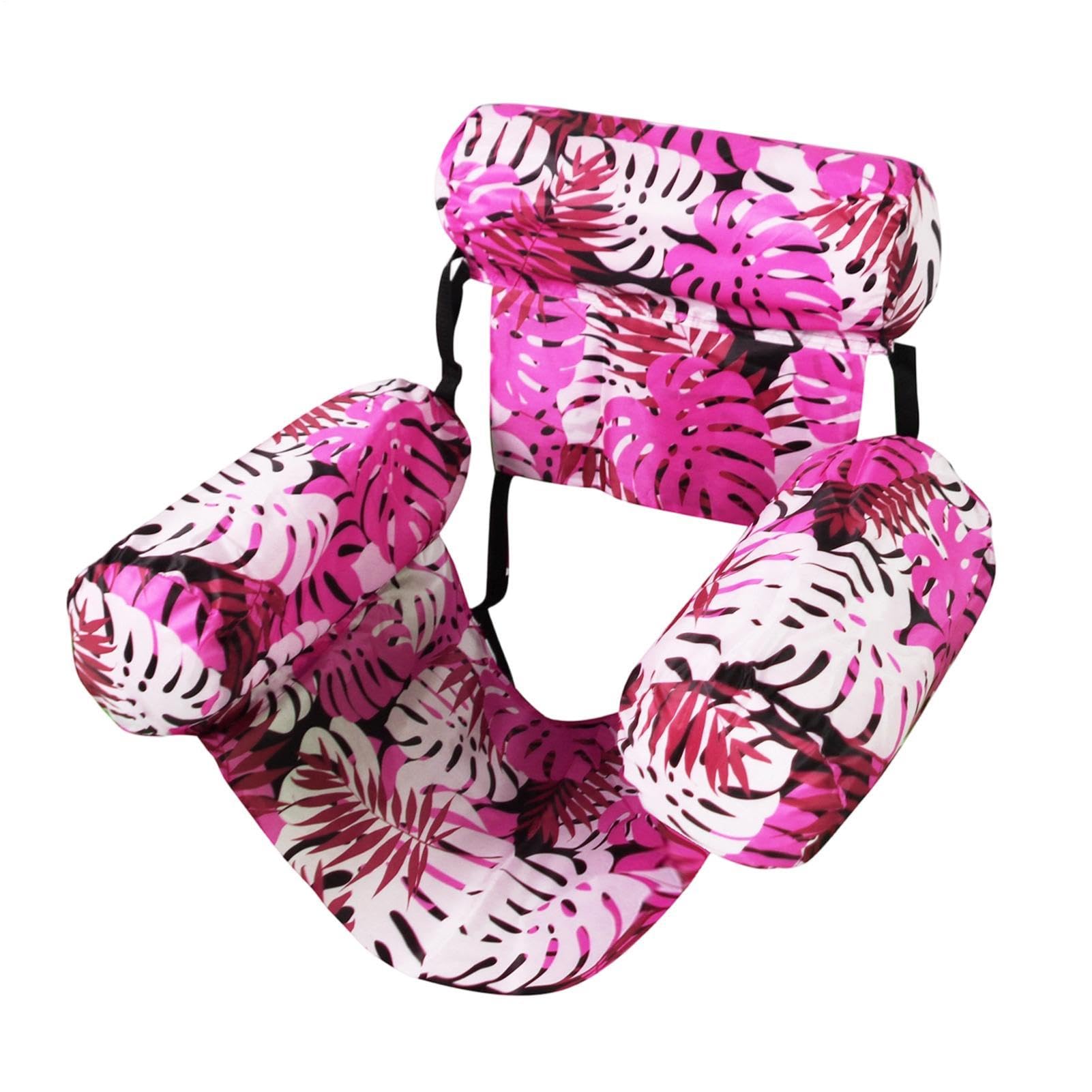 Adult Swimming Pool Floats, Inflatable Folding Mesh Chair, Raft with Headrest and Adjustable Straps | for Men, Women, Summer, Water Sports, Beach Holidays, Parties, Tan