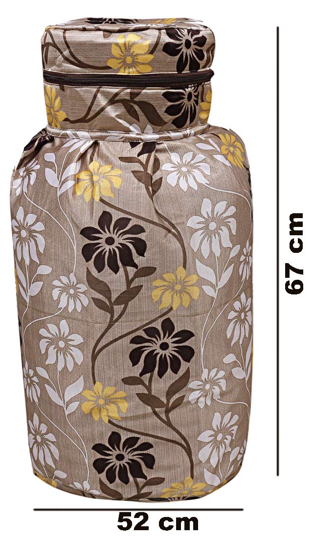 Kuber Industries Polyester Floral Print Zippered Propane Tank Cover/LPG Gas Cylinder Cover (Brown)-KUBMART15487 2