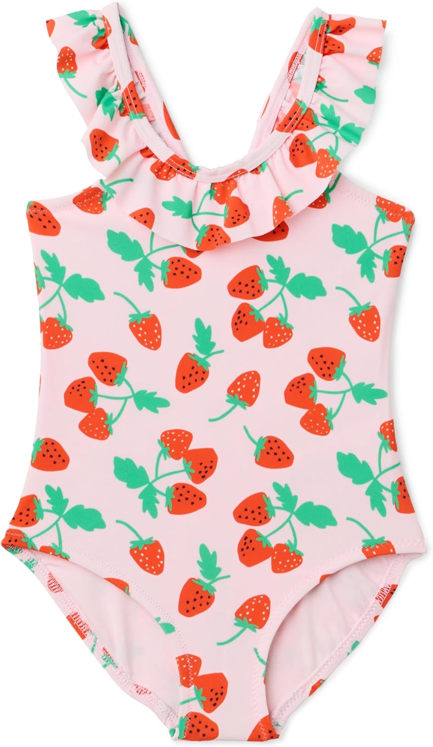 Amazon Essentials Girls' Frill-Trimmed One-Piece Swimsuit