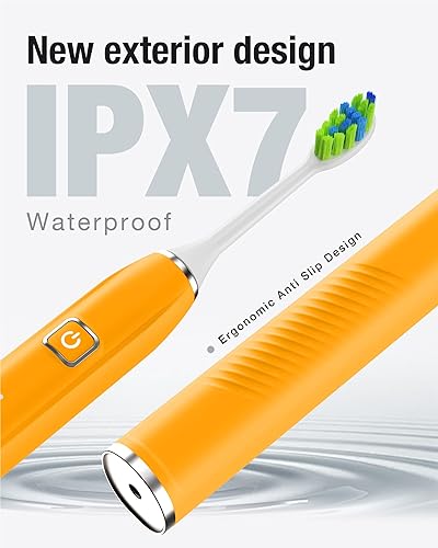 Miniatura 12 de 7AM2M Cepillo de dientes eléctrico sónico con 6 cabezales de cepillo para adultos y niños, una carga durante 120 días, carga rápida inalámbrica, 5