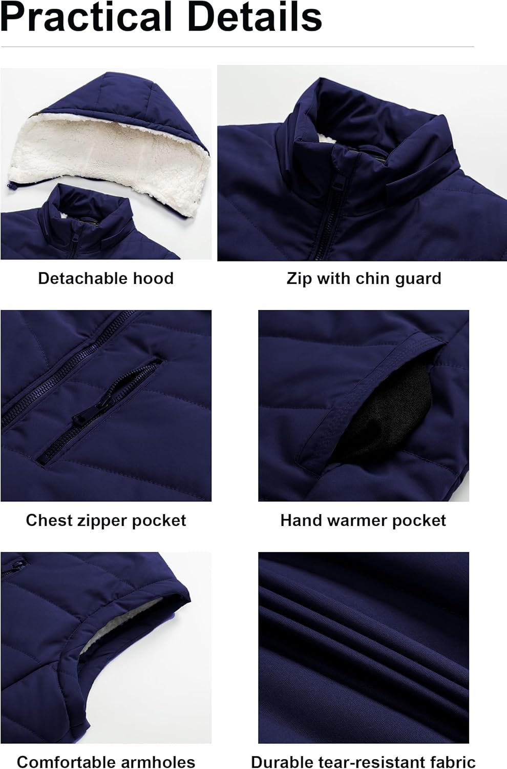 Pursky Women's Winter Vest Sherpa Fleece Lined Puffer Vest Warm Lightweight Sleeveless Jackets With Removable Hood - Image 6