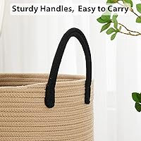 Vista 5 de Fiona's magic - Canasta grande de lavandería tejida de 58 litros, cesta alta de cuerda de algodón para lavandería, cesta de almacenamiento boho