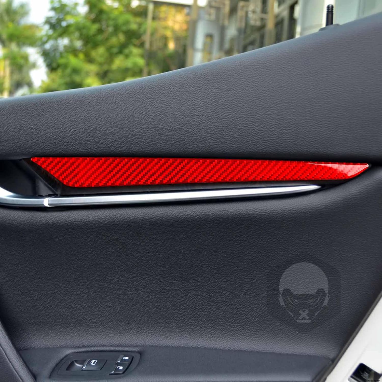 Real Bright Red Carbon Fiber Car Inner Door Panel Decorative Strip Soft Trim Sticker Auto Interior Accessories Compatible with Maserati Ghibli(M157) 2014-2023/Quattroporte VI (M156) 2014-2024