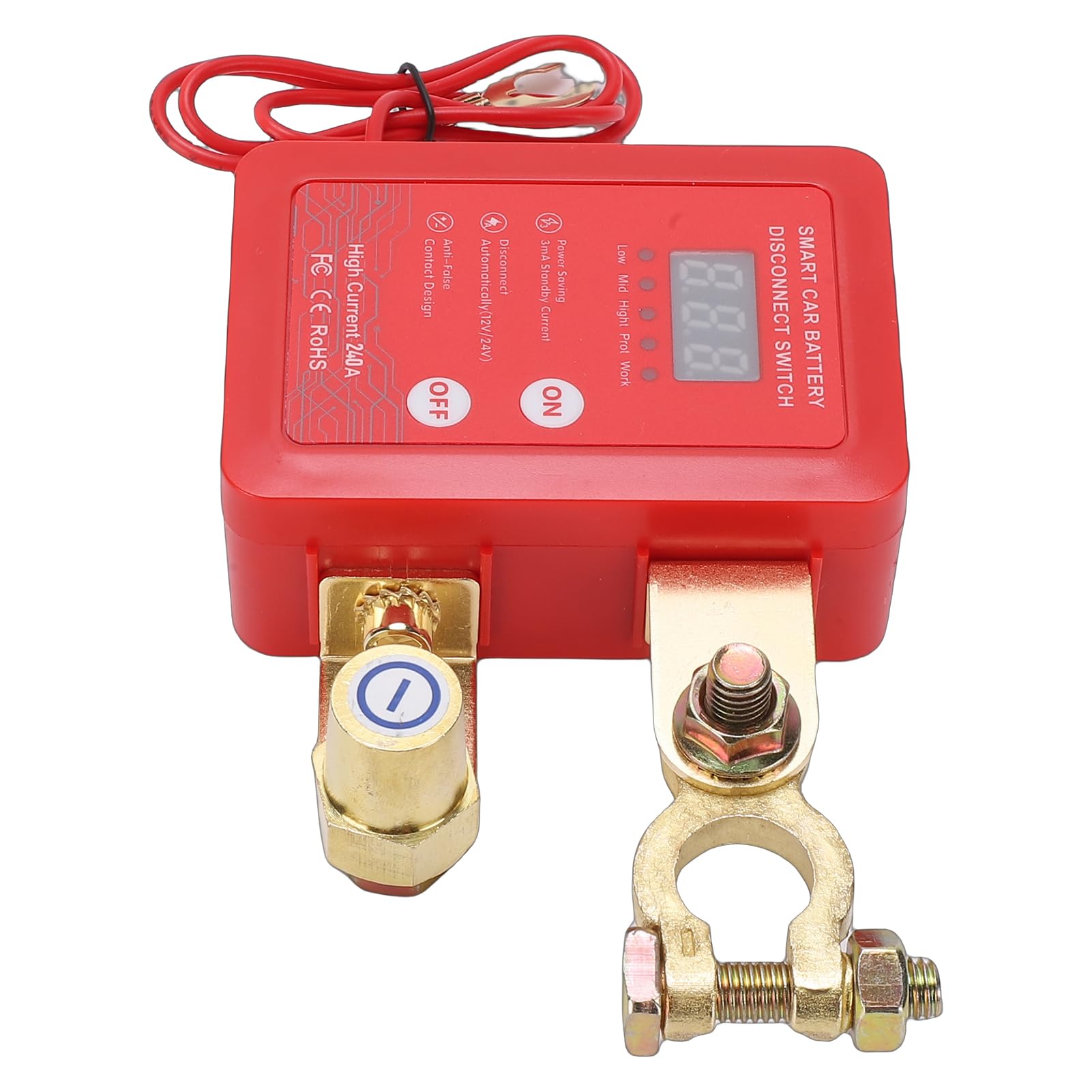 Fabater Coupe-Batterie, Interrupteur de Déconnexion de Batterie à Distance Double Tension 12 V 24 V, Coupe-circuit pour Voiture avec Affichage de Tension LED et Protection Antivol pour Voitures,