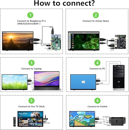 Miniatura 6 de Pantalla Raspberry Pi, monitor portátil de 7 pulgadas, pantalla externa 800 x 480 IPS, pequeño monitor HDMI para Raspberry Pi 400432ZeroBB+ Jetson