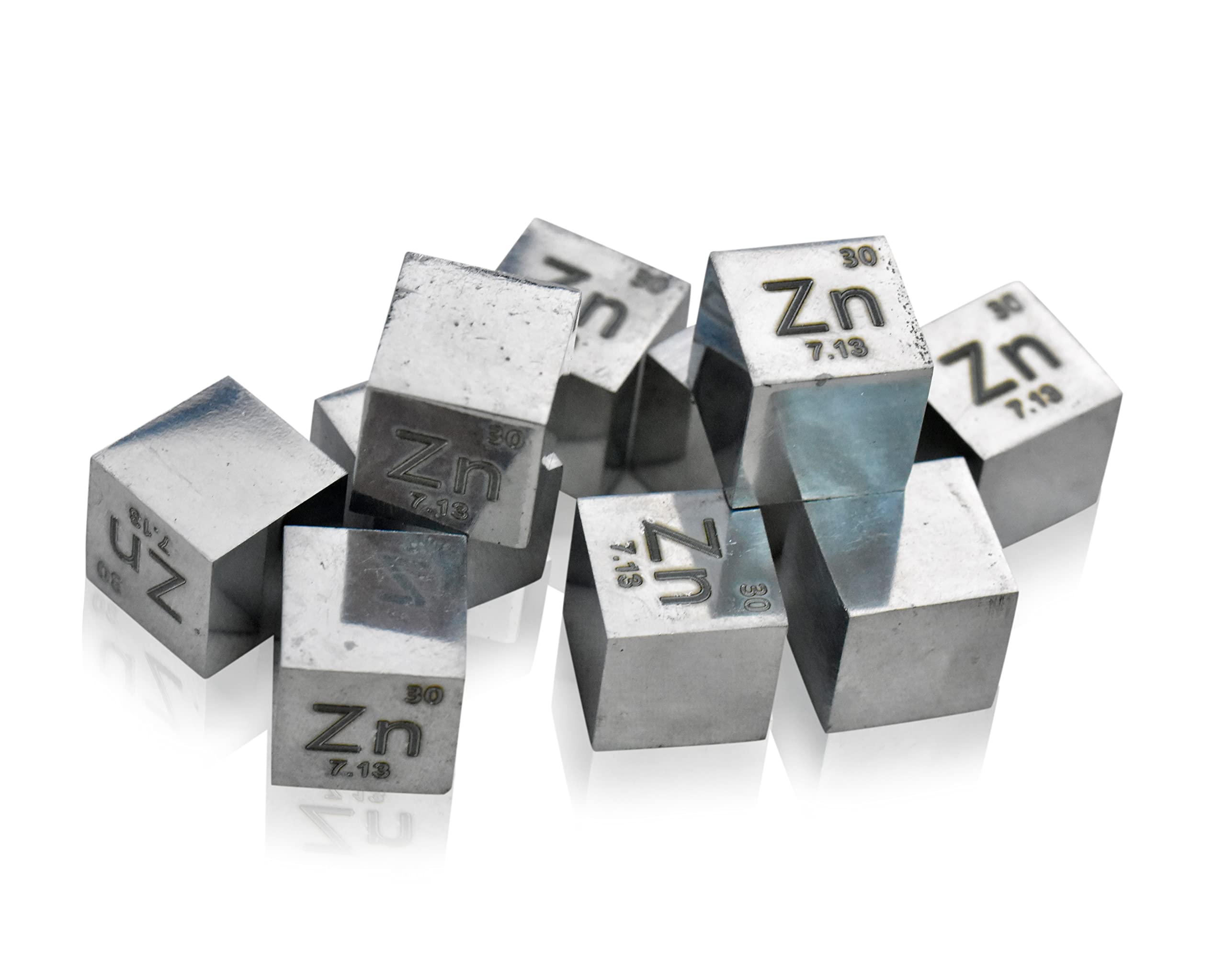 Zinc Cube, Zinc Metallic Cube 10x10x10mm 99.9% Pure for Collection Items