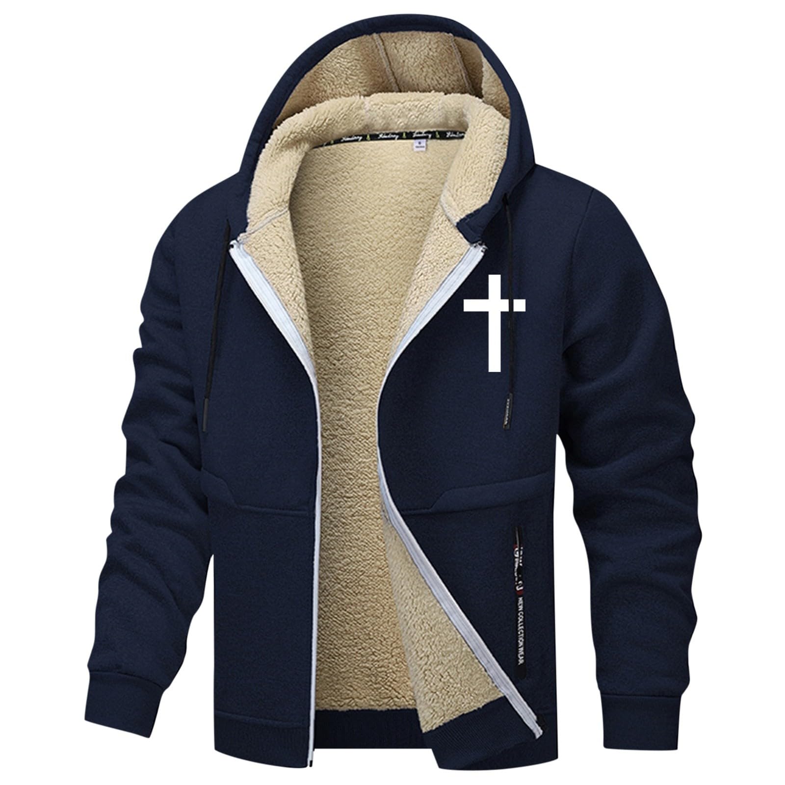 Chaqueta Hombre Invierno - Chaqueta de Forro Polar con Capucha y Cremallera, Abrigo cálido de Invierno con Bolsillos para Uso Informal al Libre.