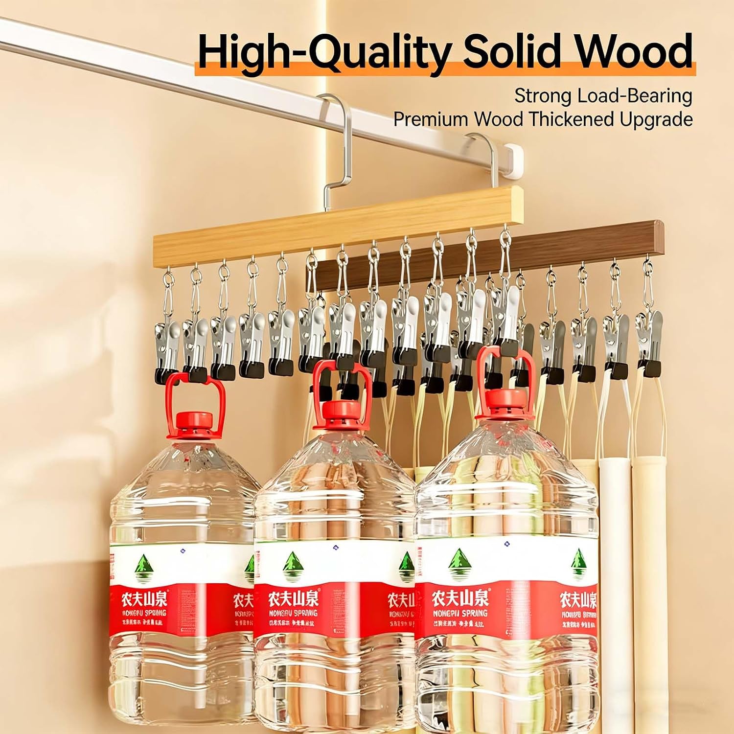 Closet Organizer Hanger with 12 Clips, Space Saving, 2 Colors, 6 Pack, for Jeans, Pants, Skirts, Socks, Hats and Scarves