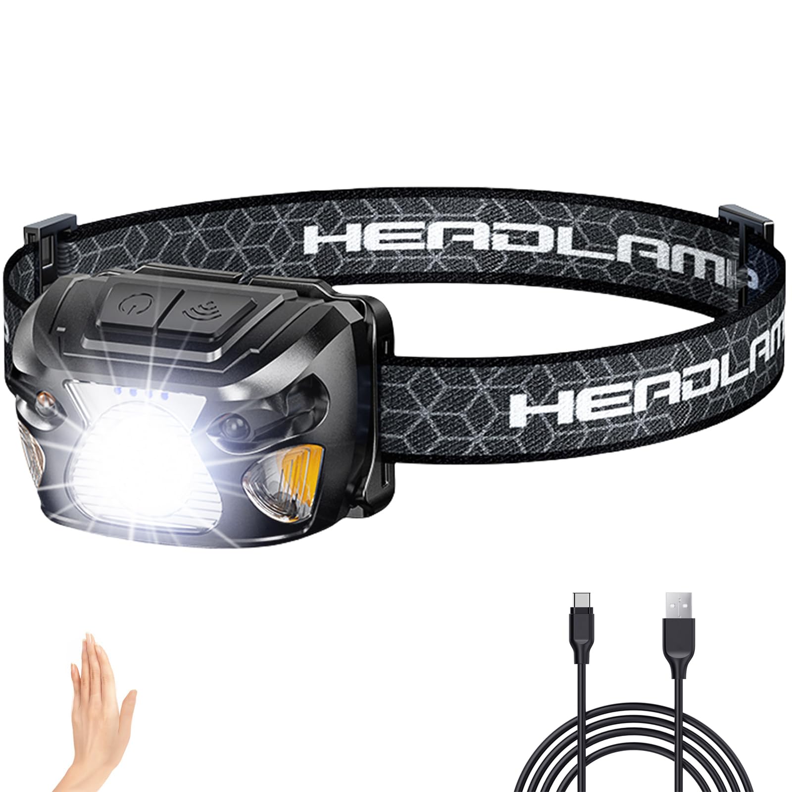Lampe Frontale LED Rechargeable Ultra Puissante 15000 Lumens Lampe Frontale LED 3 Modes Étanche