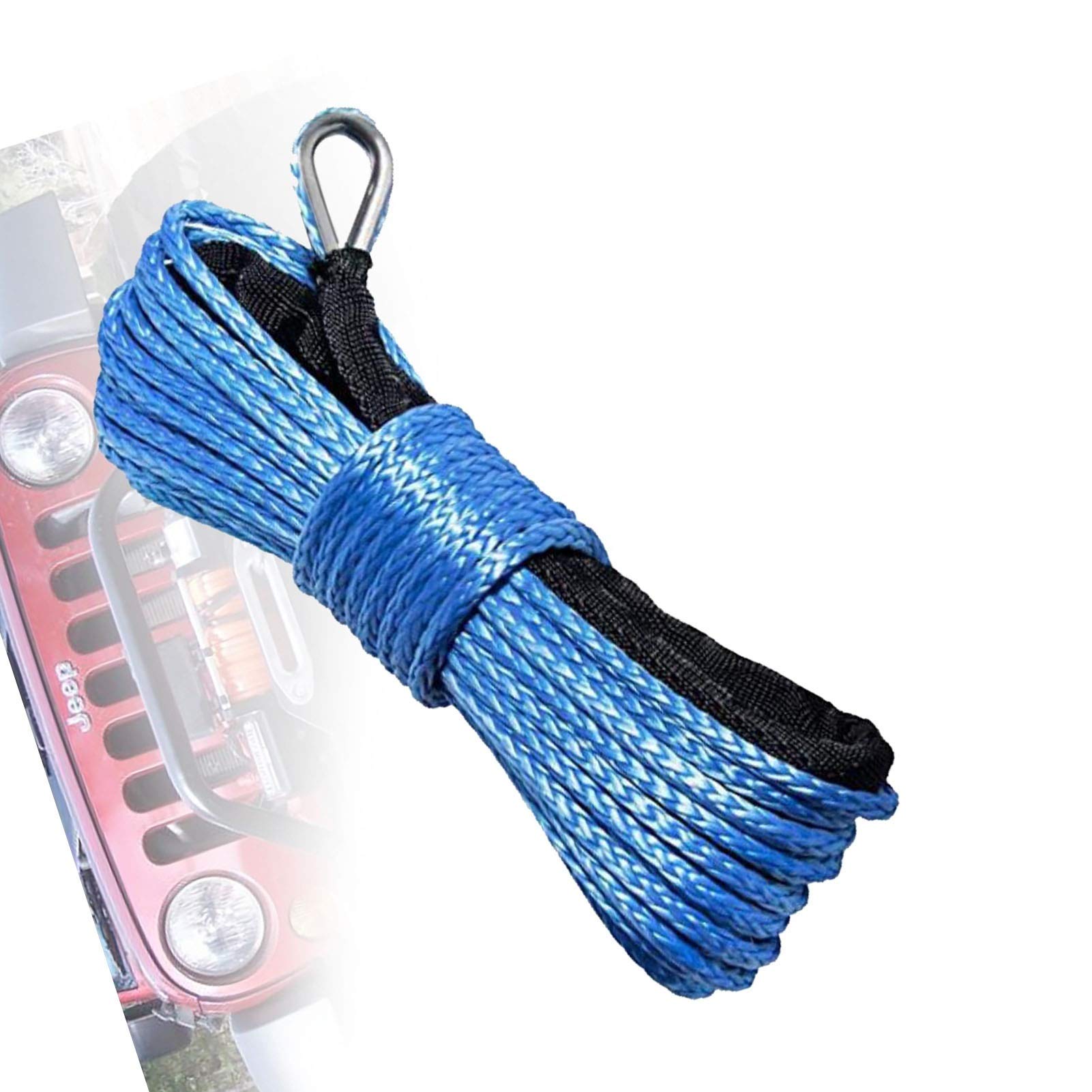 Winch Rope, 2 Units 8mm X 15m Synthetic Winch Line Fibre for Atv/utv/4wd(Grijs)