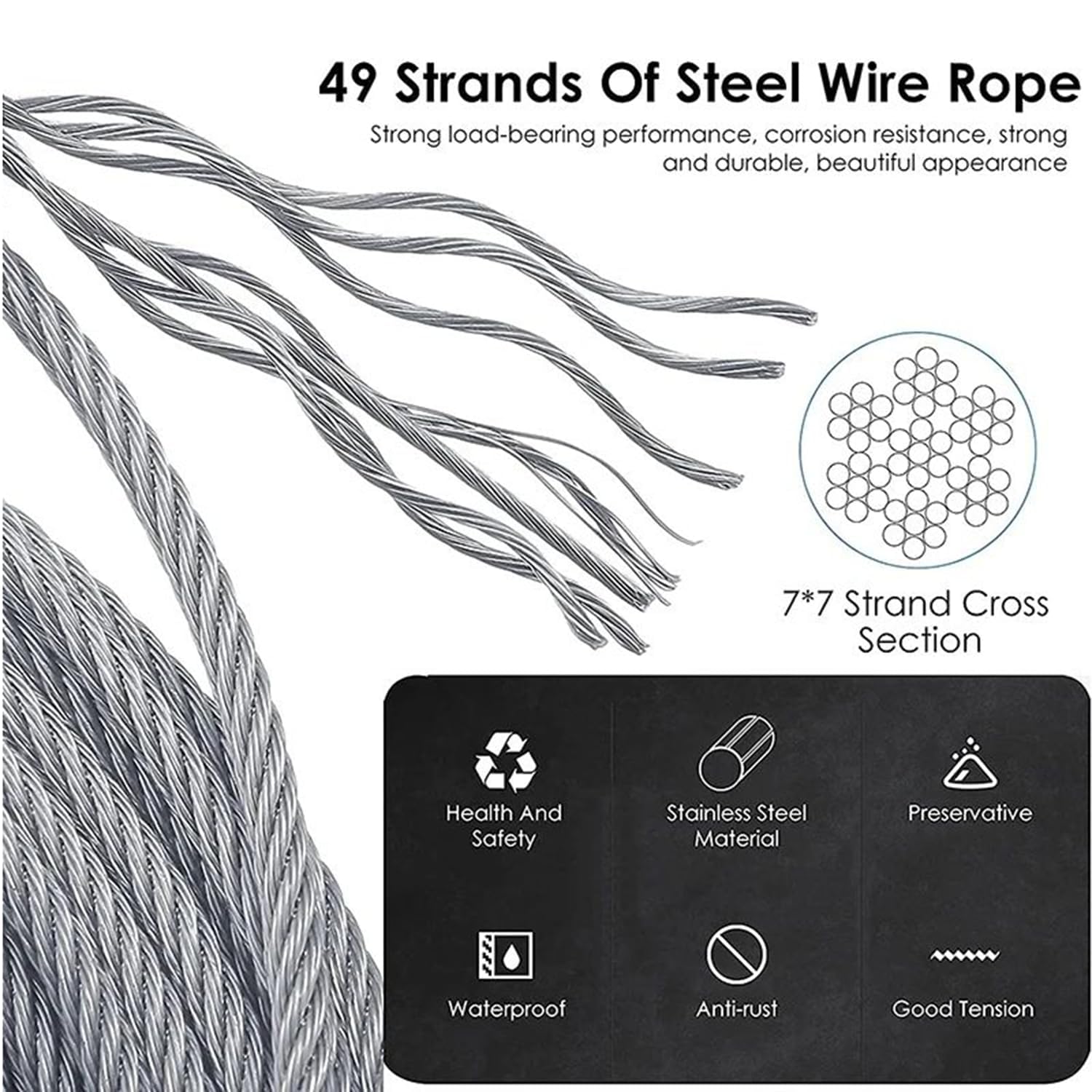 Supporto Per Piante Rampicanti In Acciaio Inox,Sistema Professionale Completo,Include Staffe Da Parete e Cavo Acciaio 3mm (8 Staffe,12 Metri Di Cavo) Stativi In Acciaio Inox Per Piante Rampicanti