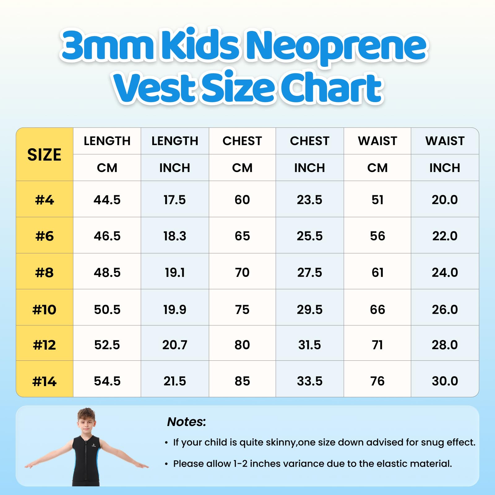 Neoprene Vest 3mm Kinder Neoprenanzug Weste Front Zip Ärmellose Nassanzug Tops Neopren Nassanzug Weste Jacke Tauchen Weste Schwimmen Kanu Surfen Size 10