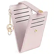 POIUGOYA Slim Wallet for Women,RFID Blocking Bifold Credit Card Holder with Zipper Coin Pocket,ID Window,Keychain
