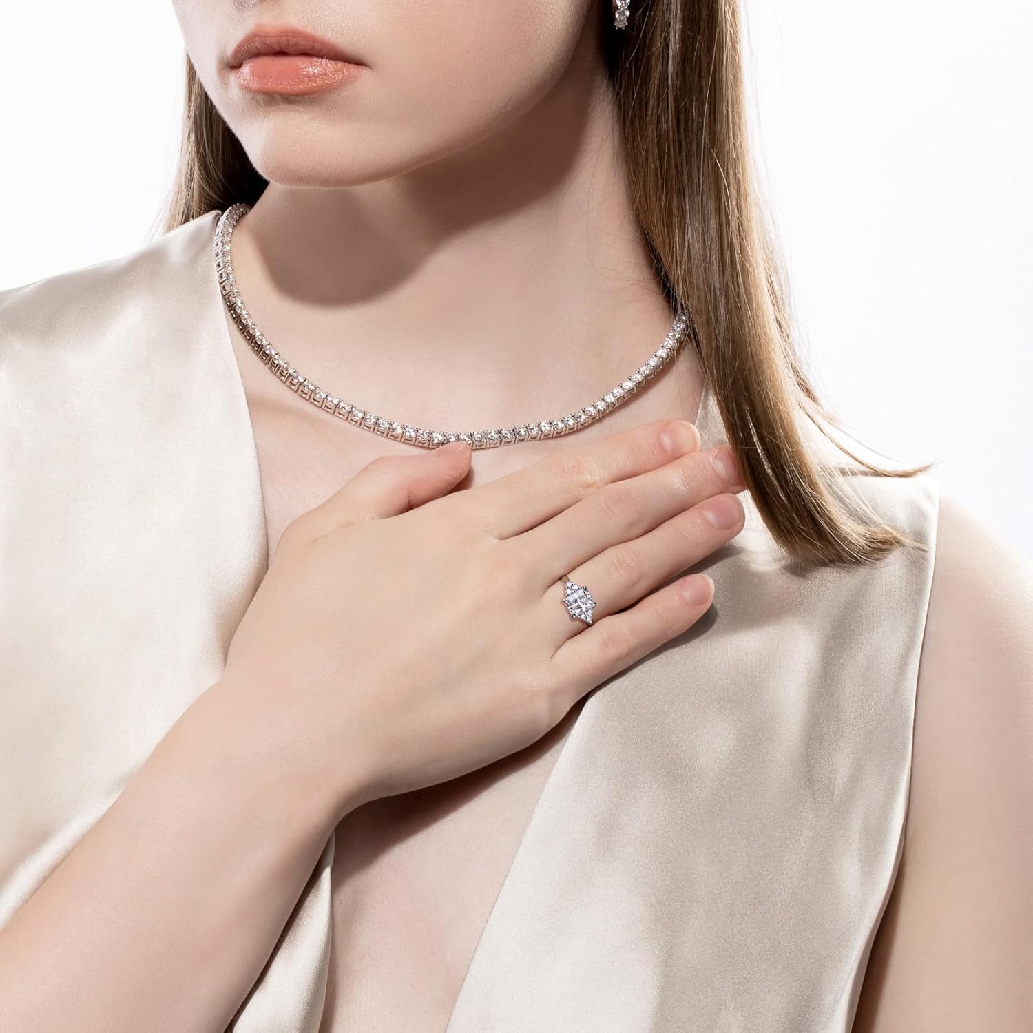 AnuClub Moissanite Wedding Ring 3.2-4cttw(3CT Center Stone) D Color VVS1 925 Sterling Silver Radiant/Emerald/Pear Cut Engagement Promise Rings for Women with Certificate - Image 6