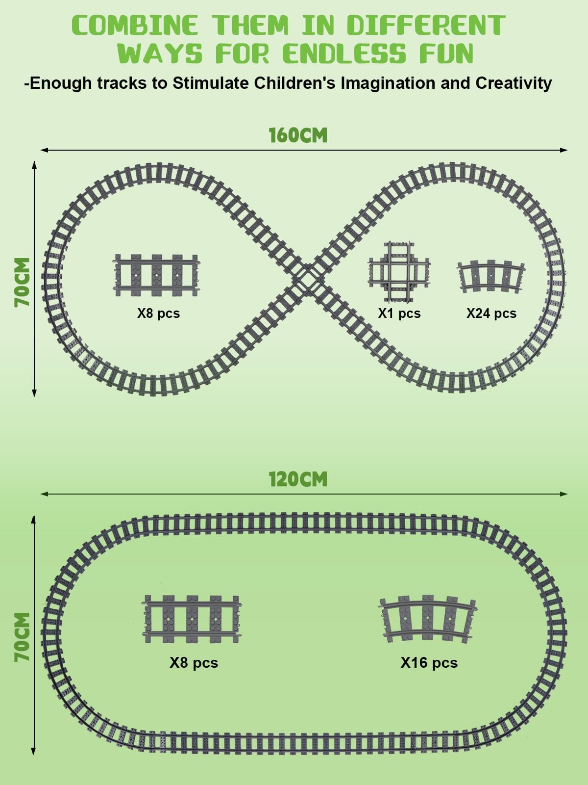 Set di binari per treno City – 33binari per treno City per Train, set di espansione per binari compatibili con il leader di mercato, giocattoli per raailway Rails per ragazze e ragazzi