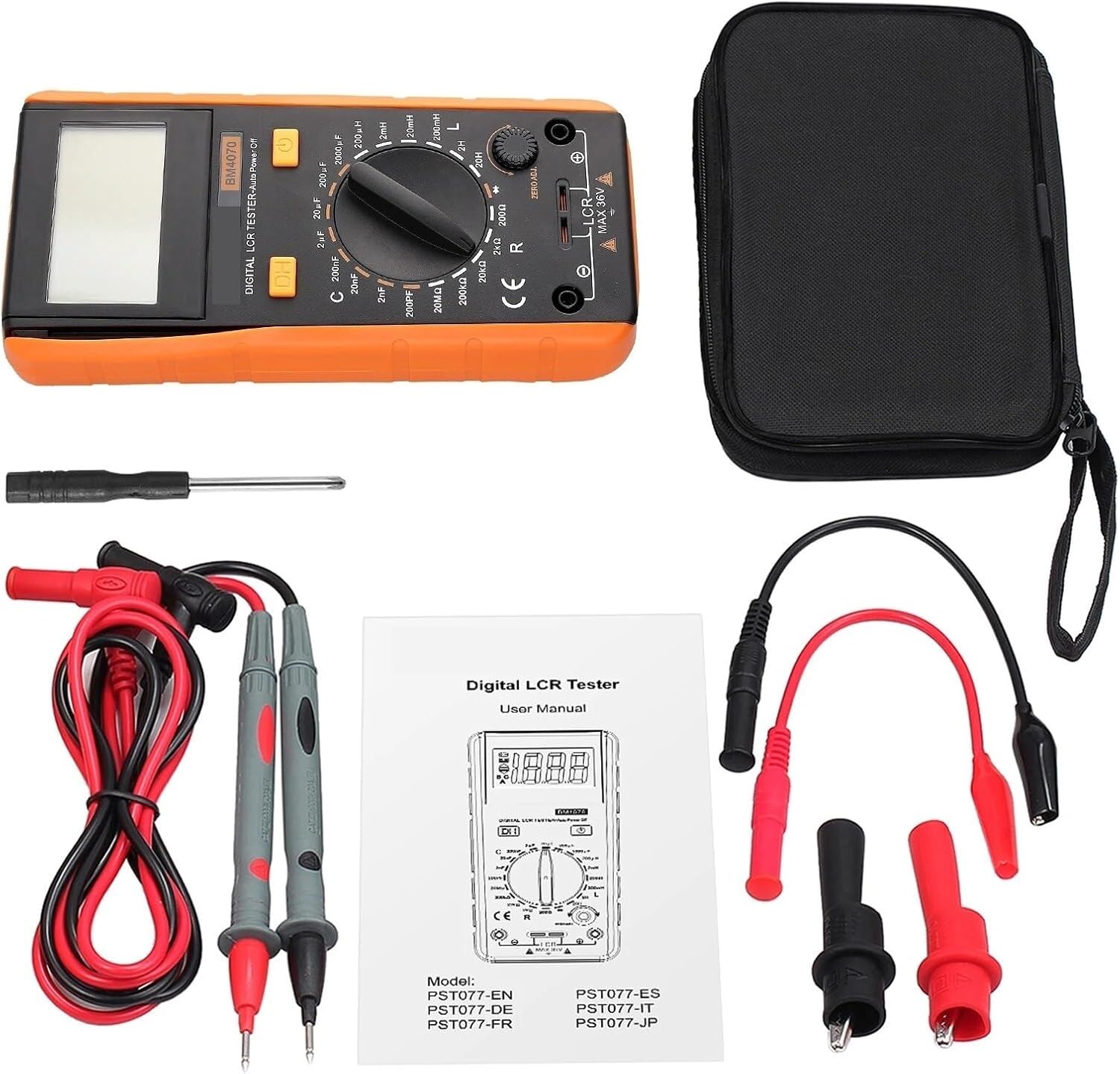 LCR Meter LCR Multimeter Tester for Capacitance Resistance Inductance Measuring Meter Tester with LCD Over Range Display for Electrical Testing