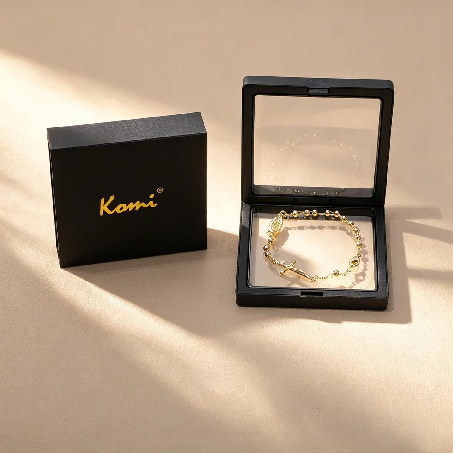 KOMI Catholic Saint Icons Virgin Mary St Benedict St Jude Bracelet for Women 14K Gold Plated Chain Link Cross Bracelet Catholic Religious Protection Jewelry