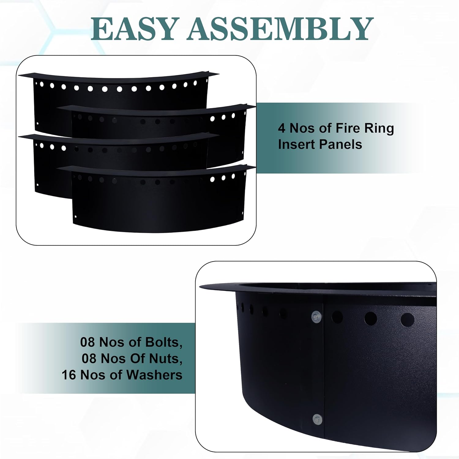 FEBTECH Smokeless Fire Pit Insert - 42" OD X 36" ID Round Foldable Fire Pit Ring with Air Vents & Coller Support - DIY Fire Ring in or Above Ground for Garden Outdoor Bonfire Camping Accessories