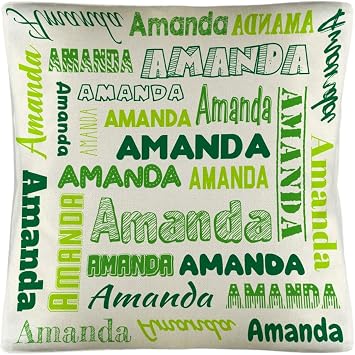 Custom Pillow Case with Name, One-Sides Personalized Make a Name Pillow Gifts for Mom Dad Friends, Customized Throw Pillowcase Cushion Covers for Couch Bed Sofa, Made in USA 18" x 18" Green