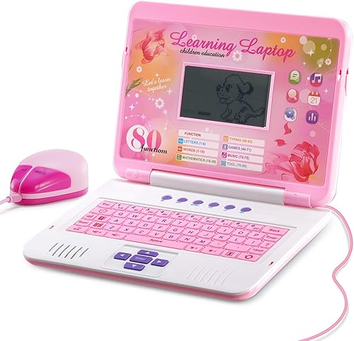 LESHITIAN Laptop para niños - 80 actividades de aprendizaje para aprender alfabeto, palabras, matemáticas, juegos y música - Computadora educativa