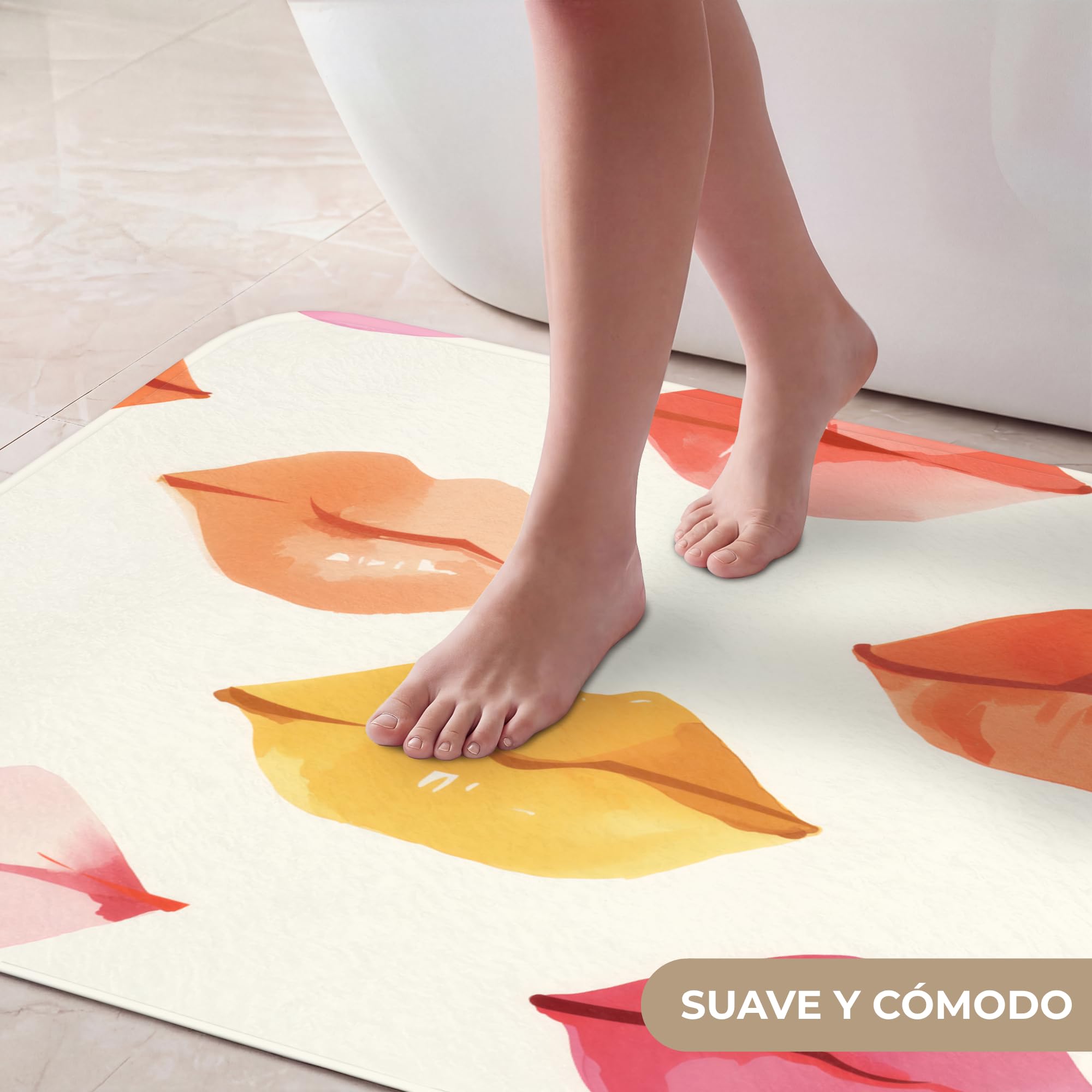Alfombra De Baño Rectangular 90x60 cm Bathroom Bath Mat Lavable Tapete Antideslizante Alfombras Ducha Decoracion Alfombrilla Labios - Coloridos - Brillantes