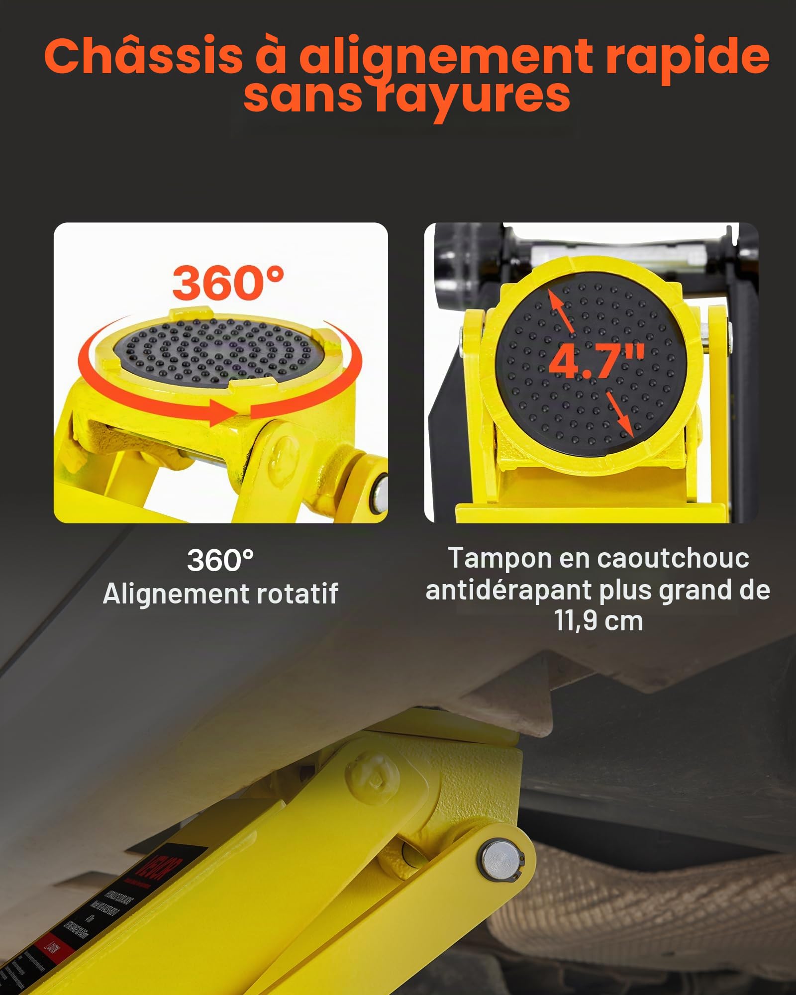 VEVOR Cric Hydraulique Rouleur 4 tonnes, Cric de Plancher à Profil Bas avec Plage de Levage 10-54,5 cm, Pompe de Levage Rapide à Double Piston, pour Lever Camion SUV Entretien Automobile Atelier