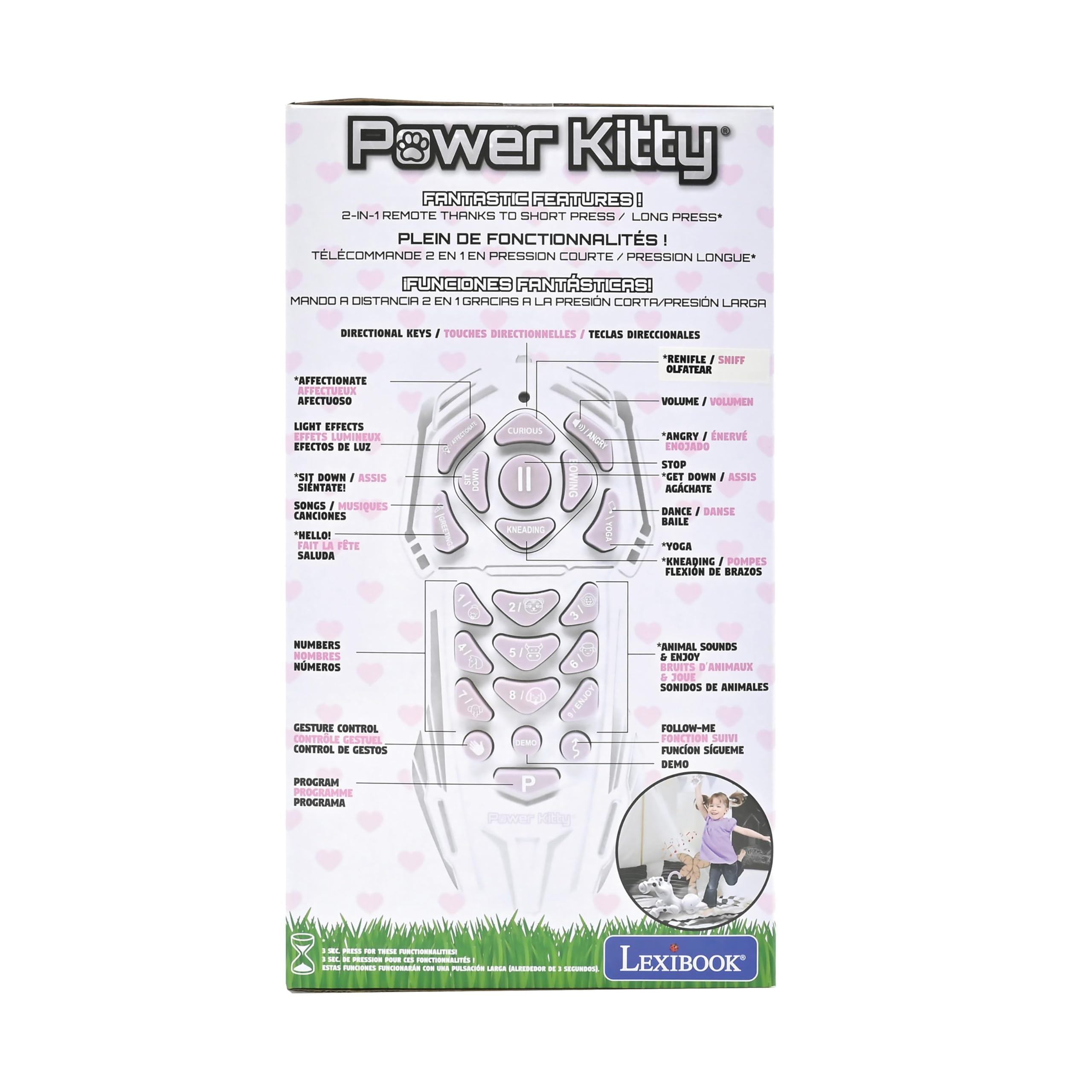 Lexibook - Power Kitty® - Gatto Robot telecomandato, Robot Intelligente programmabile, Luce, Suono, Bianco/Rosa - KITTY01LXB