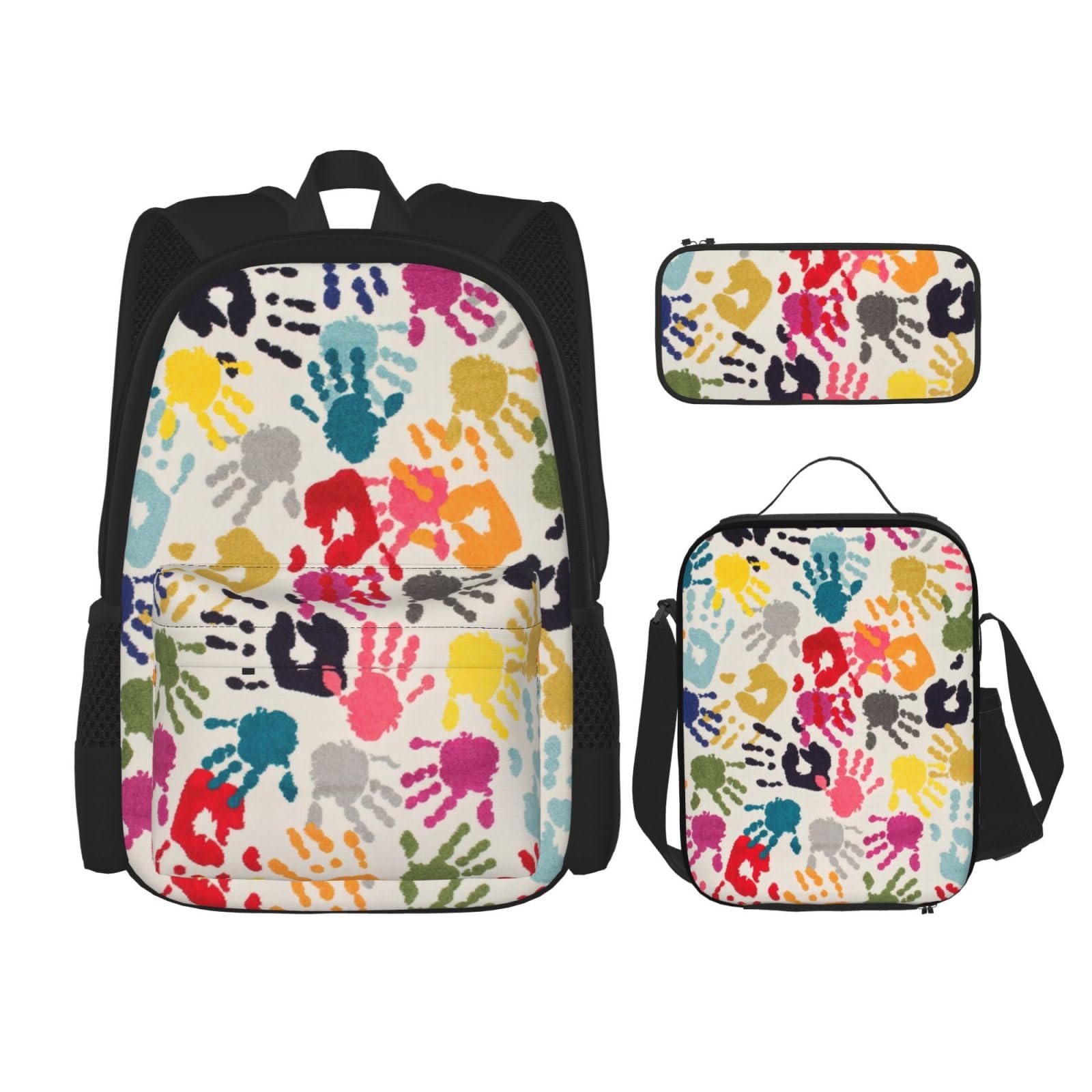 Trousse à crayons et sac à dos décontracté ensemble 3 en 1 noir réglable