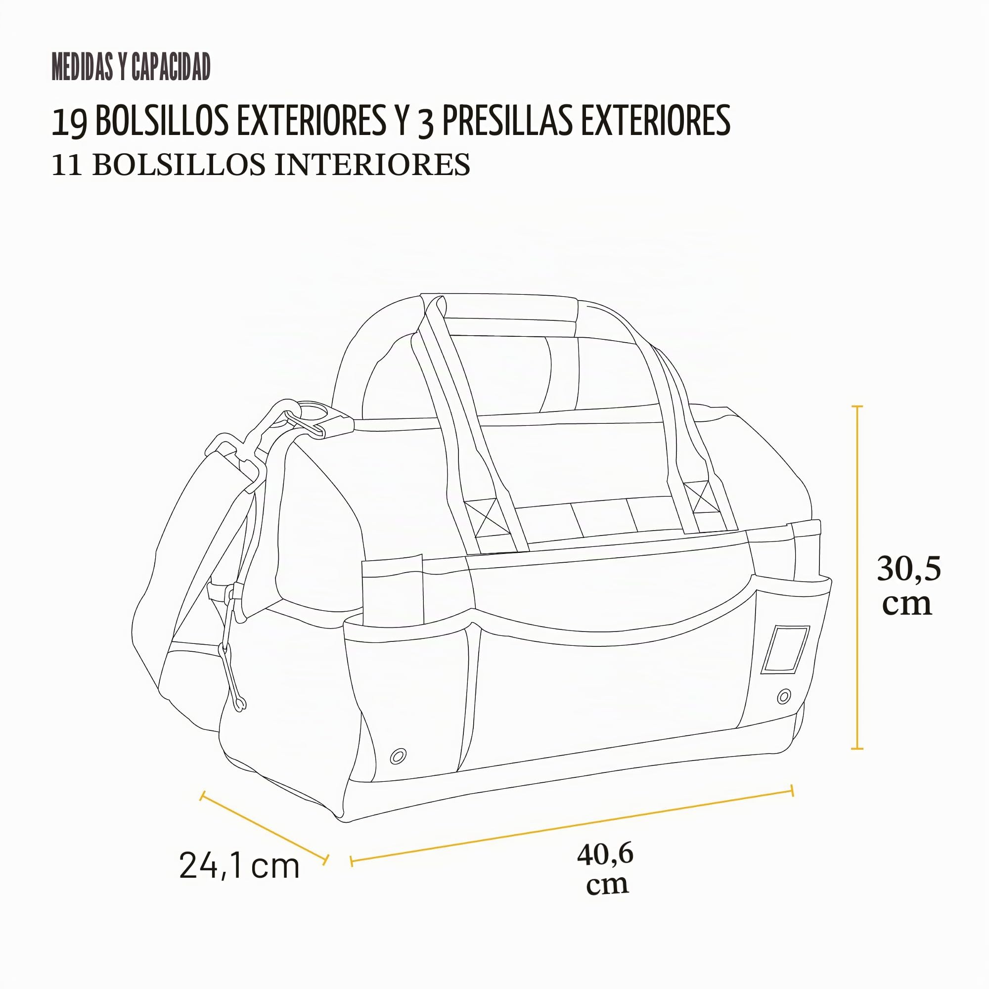 Carhartt Bolsa de herramientas en el sitio, duradera, resistente al agua, bolsa de almacenamiento de herramientas, peso pesado, 16 pulgadas, 30 bolsillos, marrón Carhartt