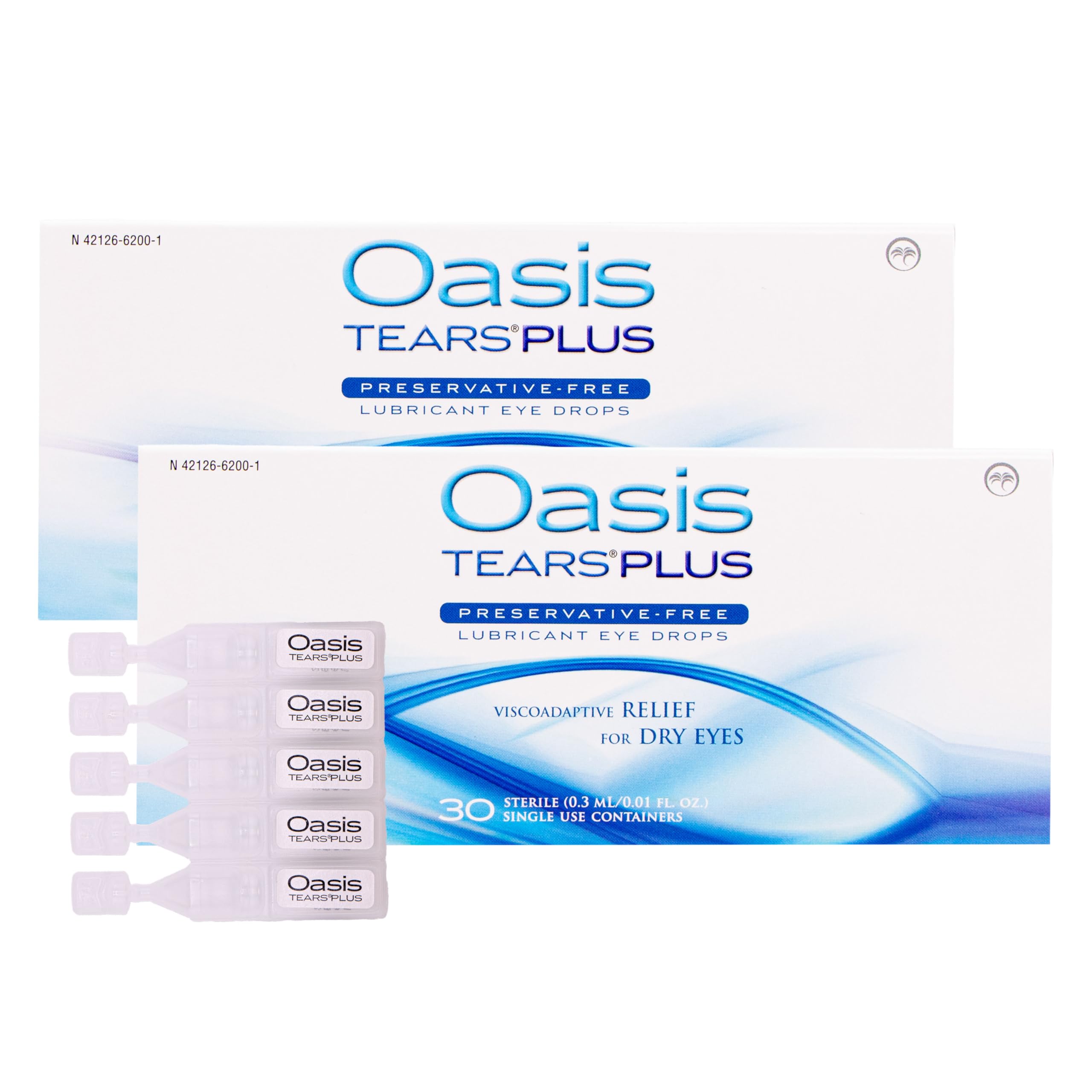 Oasis Tears Plus OT6200 Preservative-Free Lubricant Eye Drops Relief for Dry Eyes Pack of 2 2 x 30