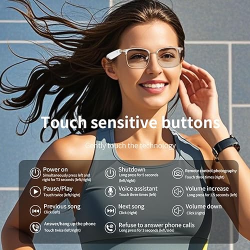 Miniatura 6 de Gafas inteligentes Bluetooth para hombre, altavoz de audio, lentes Bluetooth con altavoces, gafas de sol inteligentes de cristal azul, gafas Negro