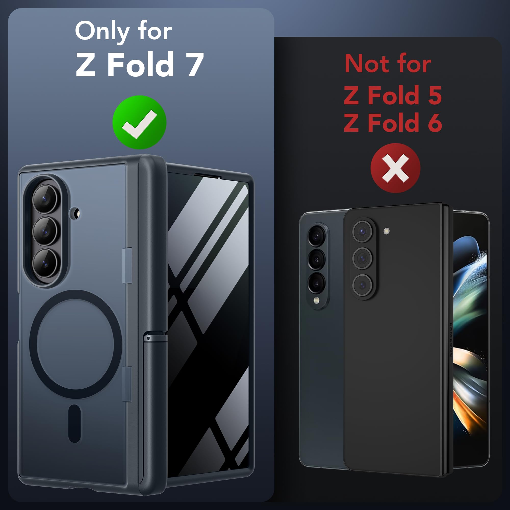 MOBOSI für Z Fold 7 Hülle [Integrierte 2 Unsichtbarer Ständer & Sichtschutz & Vollständiger Scharnierschutz] [Kompatibel mit MagSafe], Stoßfeste Schlanke Handyhülle für Samsung Galaxy Z Fold7, Schwarz