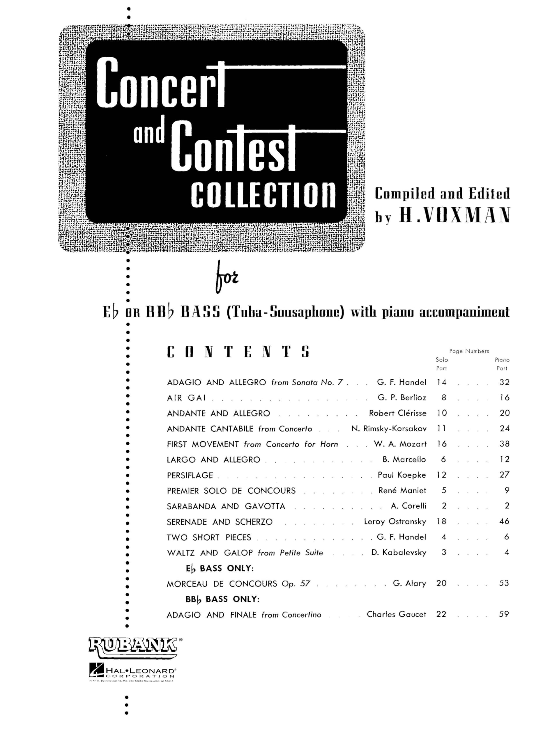 Concert and Contest Collection for E Flat or BB flat Bass (Tuba-Sousaphone): With Piano Accompaniment: Solo Book