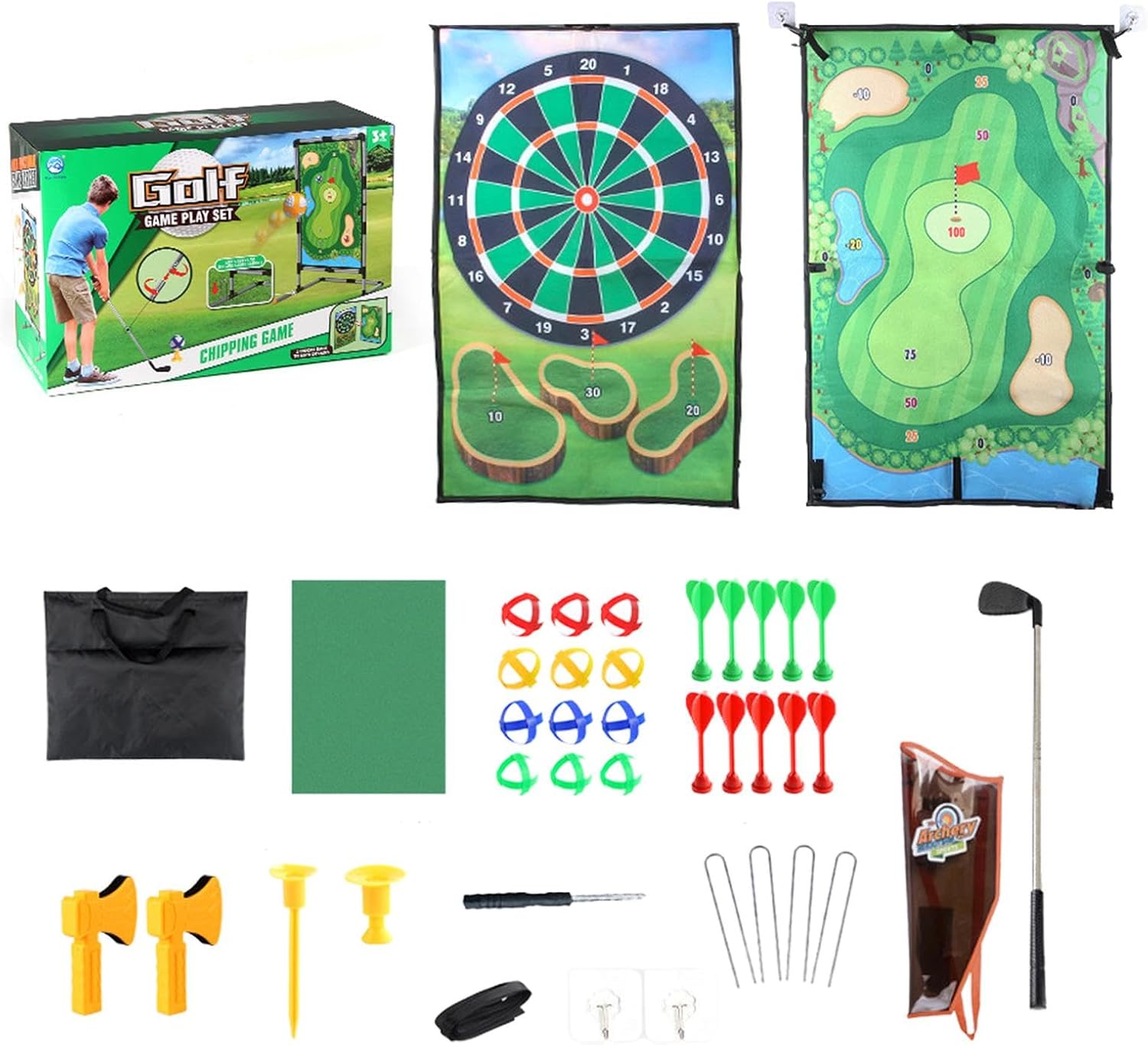 Golf Dart Chipping Game, Golf Chipping Play Mat Set Batting Mat