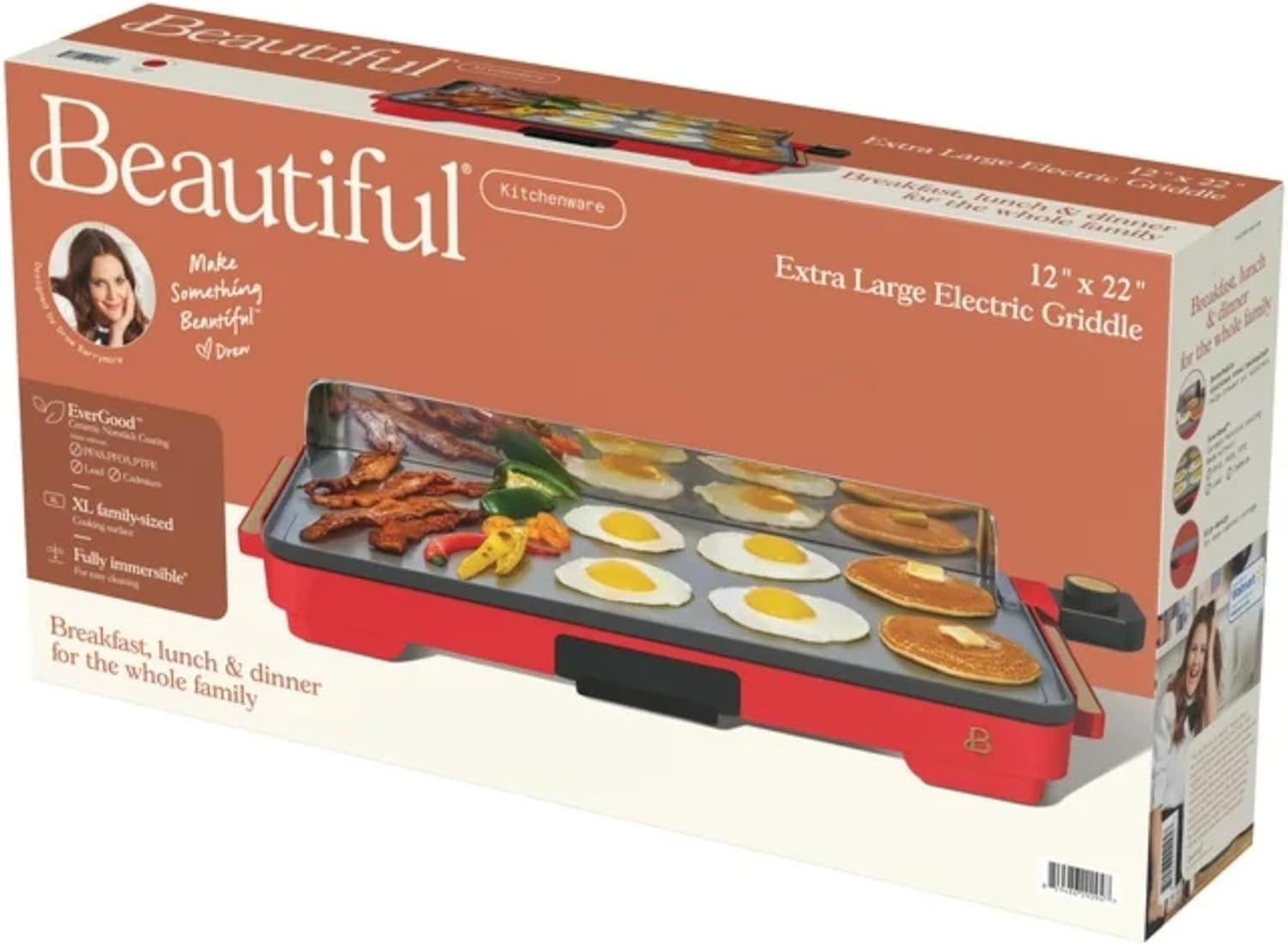 Extra Large Electric Griddle 12x22 Inch, 1500W Nonstick Countertop Griddle with Removable Backsplash and Adjustable Temperature Control for Family Breakfast & Indoor Cooking