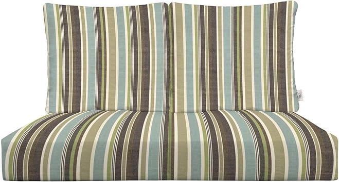 RSH DECOR Sunbrella Deep Seating Loveseat Cushion Set of 2 | 46 x 26 Loveseat | Outdoor Foam Settee and Pillow Back Cushions for Patio Furniture | Brannon Whisper